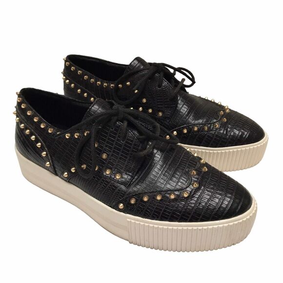Ash Shoes - Ash Women's Black Leather Krush Platform Spike Oxford Shoe Sneaker Women Size 38